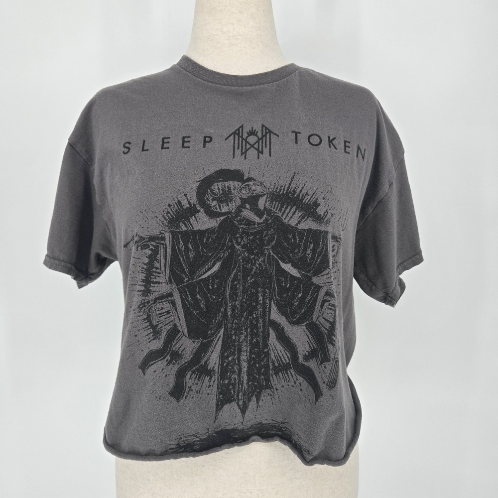 Sleep Token Reaper Angel Shirt Large Gray Cropped Band Tee Take Me Back To Eden